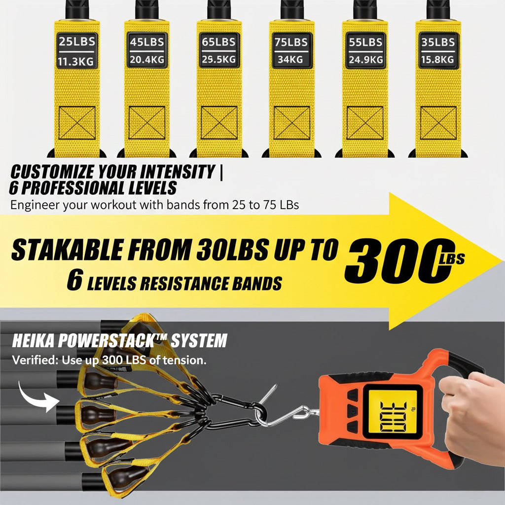 Heika PowerStack™ | 300LBS Professional Resistance Bands Set